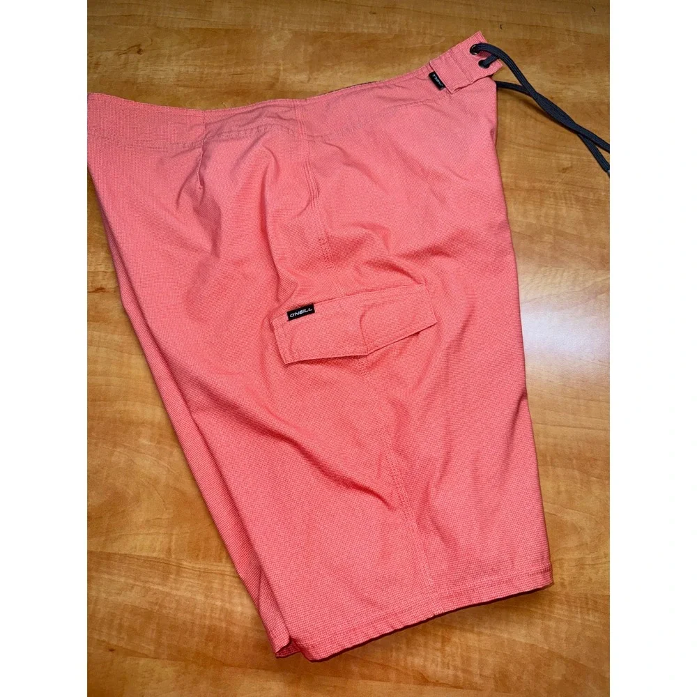 ONeill Mens Board Shorts Coral Pink Stretch Swim Trunks Size 32
